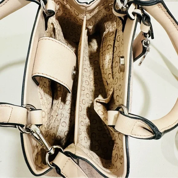 GUESS Light Pink Logo‎ Satchel Handbag W/ Removable Crossbody Strap Faux Leather - Picture 11 of 12